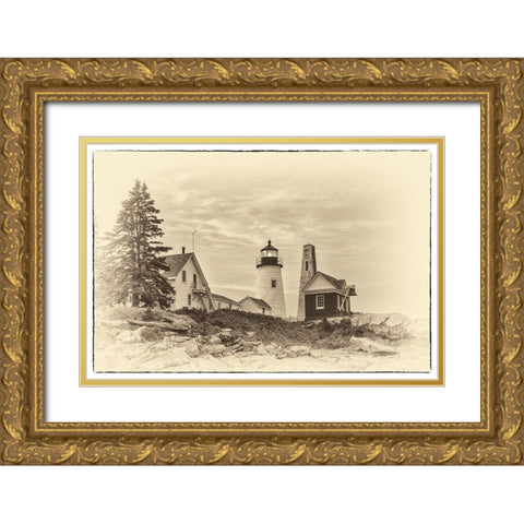 Lighthouse Postcard III Gold Ornate Wood Framed Art Print with Double Matting by Head, Danny