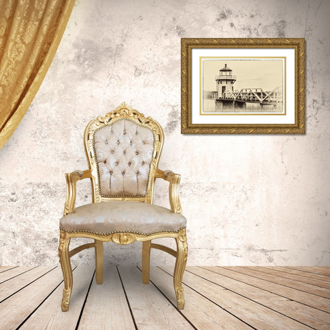 Lighthouse Postcard IV Gold Ornate Wood Framed Art Print with Double Matting by Head, Danny