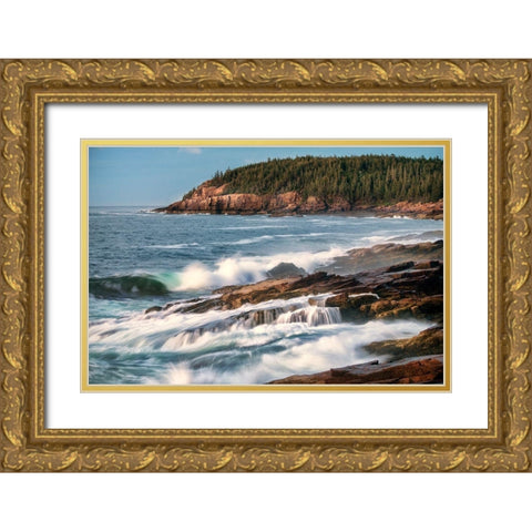 Sunrise at Otter Cliffs Gold Ornate Wood Framed Art Print with Double Matting by Head, Danny
