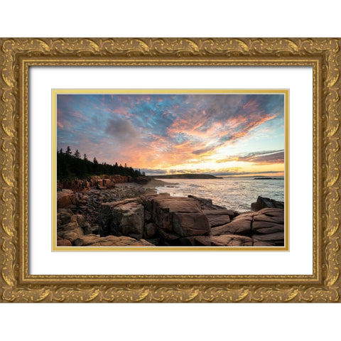 Coastal Sunrise II Gold Ornate Wood Framed Art Print with Double Matting by Head, Danny