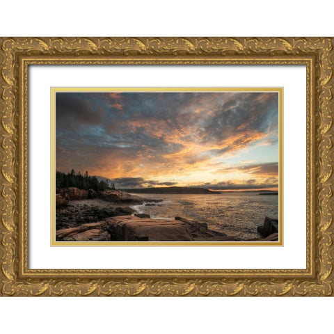 Coastal Sunrise III Gold Ornate Wood Framed Art Print with Double Matting by Head, Danny