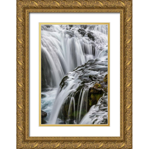 Waterfall Detail Gold Ornate Wood Framed Art Print with Double Matting by Head, Danny