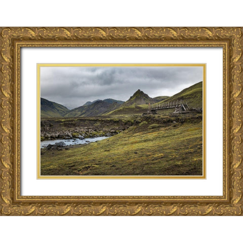 Hikers Bridge I Gold Ornate Wood Framed Art Print with Double Matting by Head, Danny