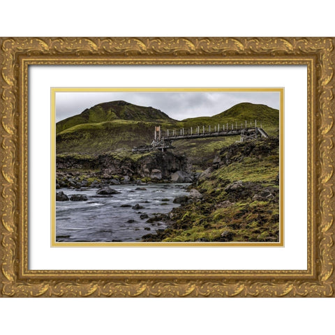 Hikers Bridge II Gold Ornate Wood Framed Art Print with Double Matting by Head, Danny