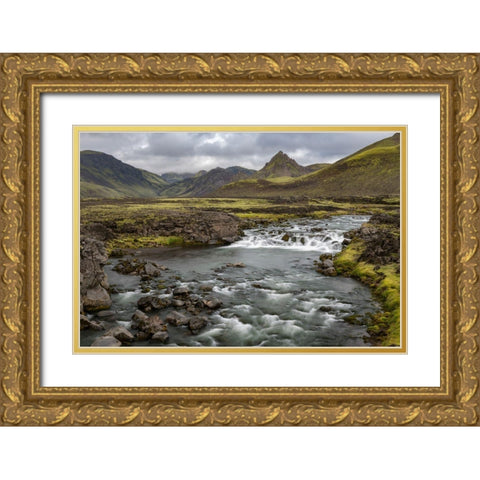 Highland Stream Gold Ornate Wood Framed Art Print with Double Matting by Head, Danny
