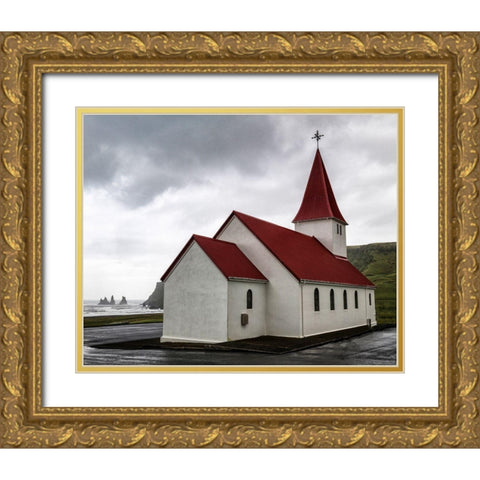 Church at Vik II Gold Ornate Wood Framed Art Print with Double Matting by Head, Danny