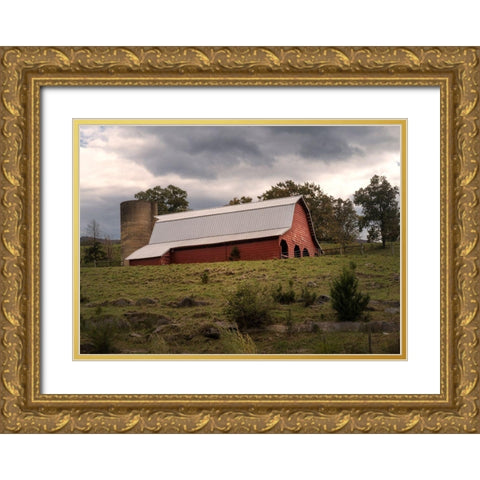 Barn at Bush Farms Gold Ornate Wood Framed Art Print with Double Matting by Head, Danny