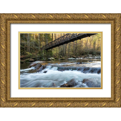 Bridge to Autumn II Gold Ornate Wood Framed Art Print with Double Matting by Head, Danny