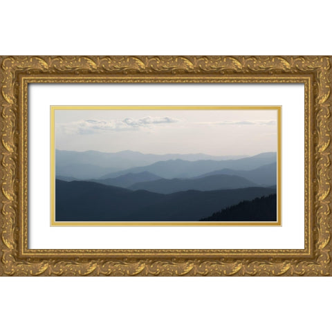 Blue Layers Gold Ornate Wood Framed Art Print with Double Matting by Head, Danny