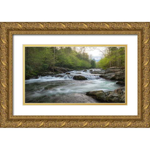 Aqua Gold Ornate Wood Framed Art Print with Double Matting by Head, Danny