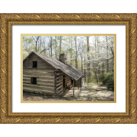 Hikers Cabin Gold Ornate Wood Framed Art Print with Double Matting by Head, Danny