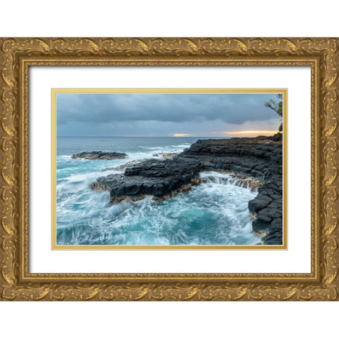 Queens Bath East Gold Ornate Wood Framed Art Print with Double Matting by Head, Danny