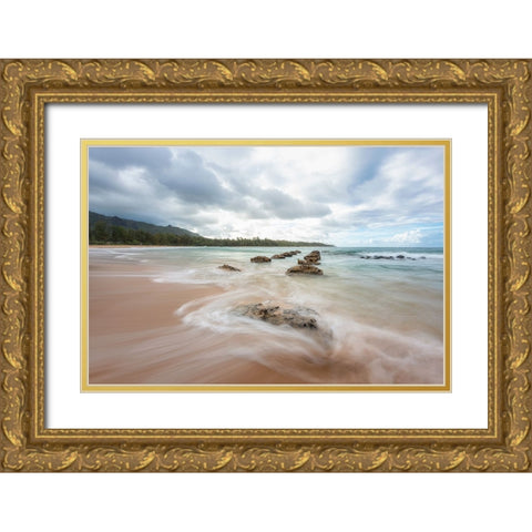 Anahola I Gold Ornate Wood Framed Art Print with Double Matting by Head, Danny