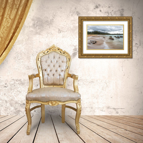 Anahola II Gold Ornate Wood Framed Art Print with Double Matting by Head, Danny