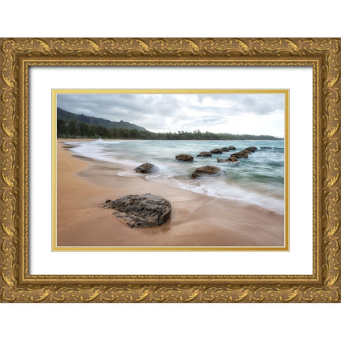 Anahola III Gold Ornate Wood Framed Art Print with Double Matting by Head, Danny