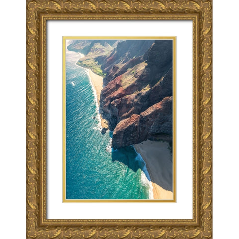 Aqua Shore I Gold Ornate Wood Framed Art Print with Double Matting by Head, Danny
