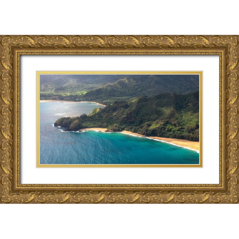 Aqua Shore II Gold Ornate Wood Framed Art Print with Double Matting by Head, Danny
