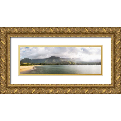 Hanalei Pano II Gold Ornate Wood Framed Art Print with Double Matting by Head, Danny
