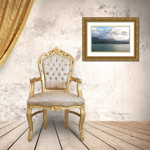 Anchored at Hanalei Gold Ornate Wood Framed Art Print with Double Matting by Head, Danny