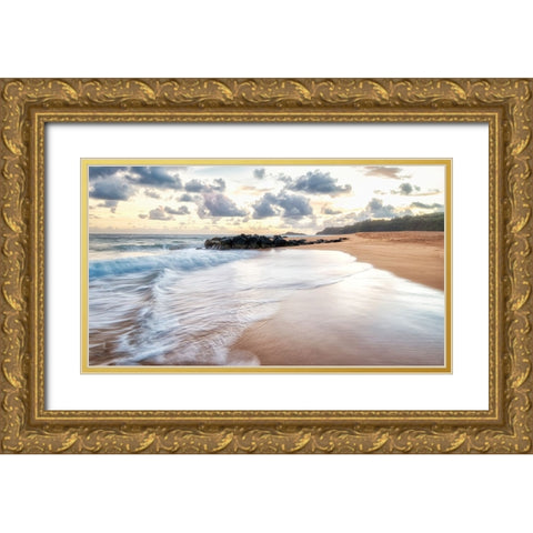 Secret Beach IV Gold Ornate Wood Framed Art Print with Double Matting by Head, Danny