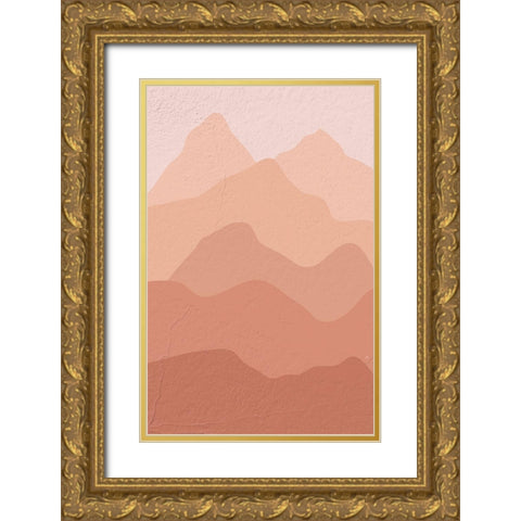 Terra Mountains Gold Ornate Wood Framed Art Print with Double Matting by Aesthete