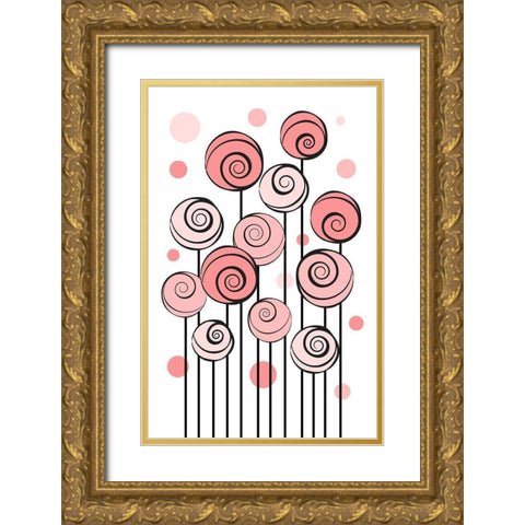 Rose Garden Gold Ornate Wood Framed Art Print with Double Matting by Aesthete