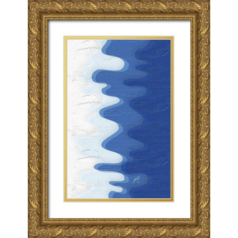 Waves Gold Ornate Wood Framed Art Print with Double Matting by Aesthete
