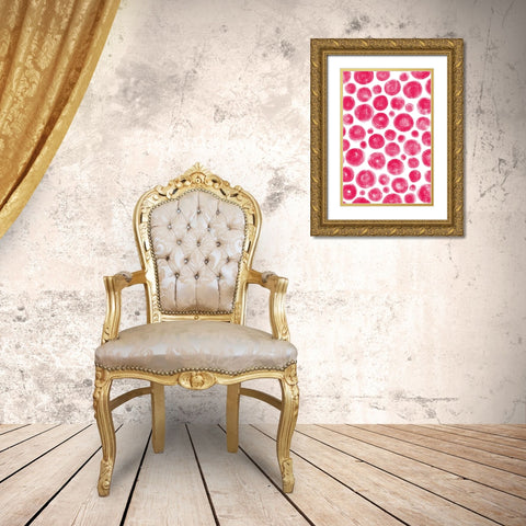Dots Red Gold Ornate Wood Framed Art Print with Double Matting by Aesthete