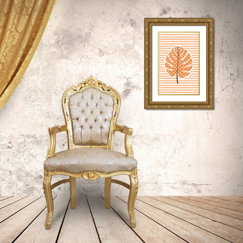 Autumn Dot Leave Gold Ornate Wood Framed Art Print with Double Matting by Aesthete