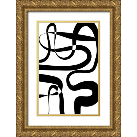 Maze White Gold Ornate Wood Framed Art Print with Double Matting by Aesthete