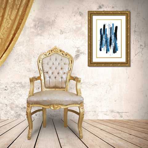 Licorice Blue Gold Ornate Wood Framed Art Print with Double Matting by Aesthete