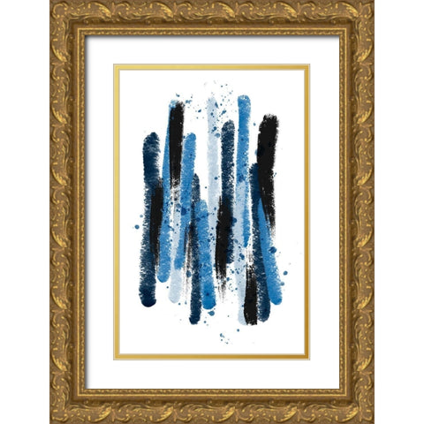 Licorice Blue Gold Ornate Wood Framed Art Print with Double Matting by Aesthete