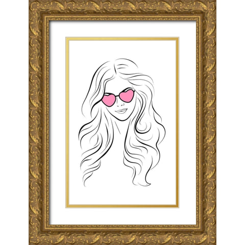 Leila Gold Ornate Wood Framed Art Print with Double Matting by Aesthete