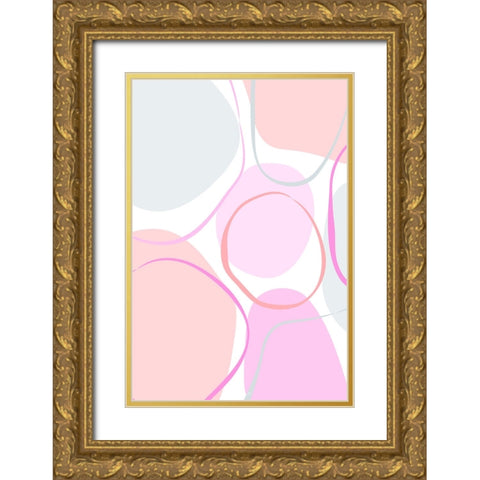 Cotton Candy Pink Gold Ornate Wood Framed Art Print with Double Matting by Aesthete