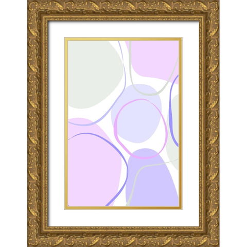 Cotton Candy Purple Gold Ornate Wood Framed Art Print with Double Matting by Aesthete