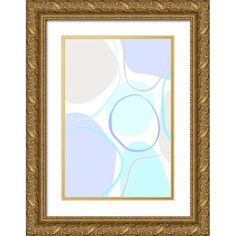 Cotton Candy Blue Gold Ornate Wood Framed Art Print with Double Matting by Aesthete
