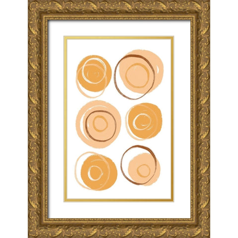 Buttons Terra Gold Ornate Wood Framed Art Print with Double Matting by Aesthete
