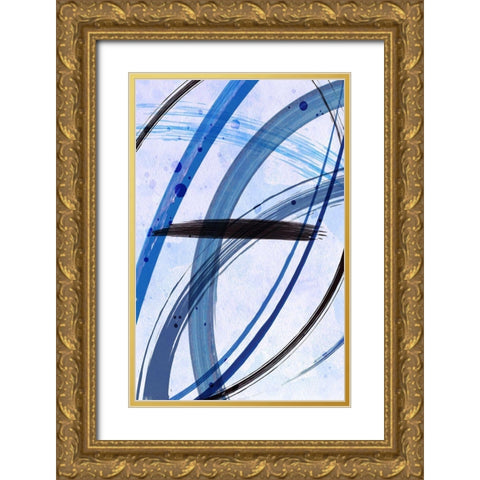 Blue Paint Gold Ornate Wood Framed Art Print with Double Matting by Aesthete
