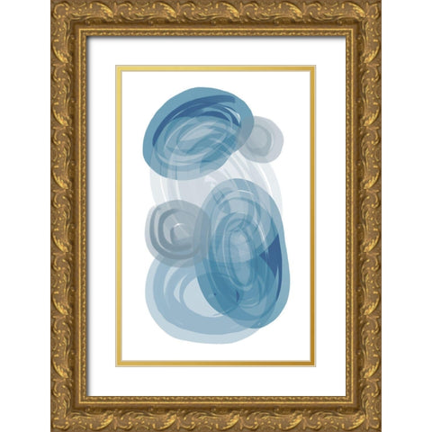 Blue Stones Gold Ornate Wood Framed Art Print with Double Matting by Aesthete
