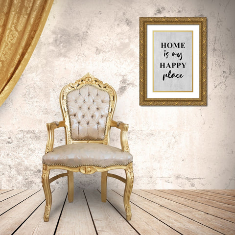 Happy Home Gold Ornate Wood Framed Art Print with Double Matting by Aesthete