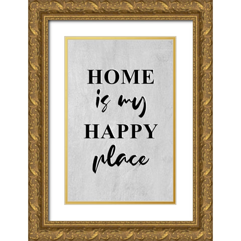 Happy Home Gold Ornate Wood Framed Art Print with Double Matting by Aesthete