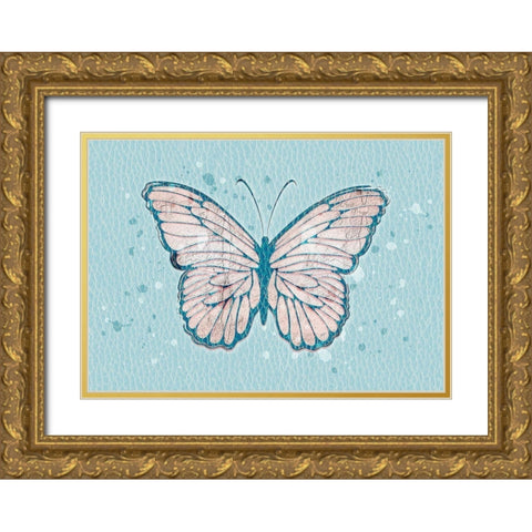 Butterlfy Gold Ornate Wood Framed Art Print with Double Matting by Aesthete