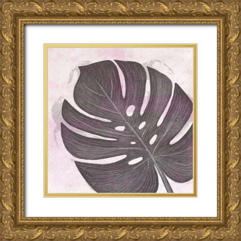 Tropical Leaf Three Gold Ornate Wood Framed Art Print with Double Matting by Aesthete
