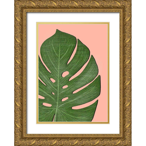 Exotic Leaf Two Gold Ornate Wood Framed Art Print with Double Matting by Aesthete