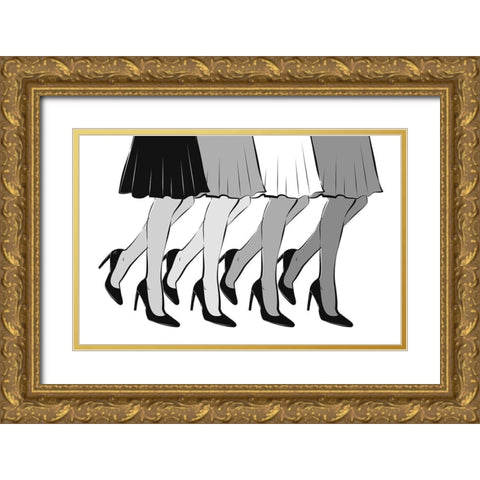 Legs Black and White Gold Ornate Wood Framed Art Print with Double Matting by Aesthete