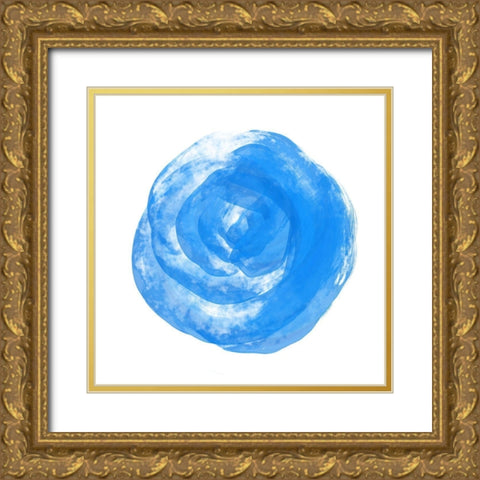 Blue Rose Gold Ornate Wood Framed Art Print with Double Matting by Aesthete