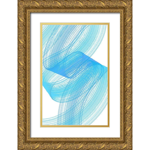 Comb Strokes Three Gold Ornate Wood Framed Art Print with Double Matting by Aesthete