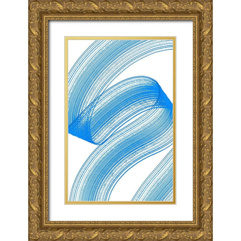 Comb Strokes Four Gold Ornate Wood Framed Art Print with Double Matting by Aesthete