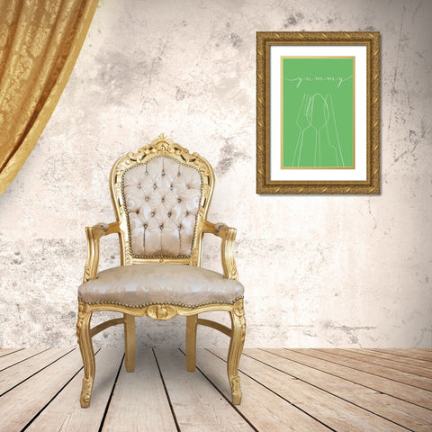 Yummy green Gold Ornate Wood Framed Art Print with Double Matting by Aesthete