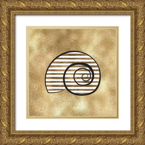 Golden Seashell2 Gold Ornate Wood Framed Art Print with Double Matting by Aesthete